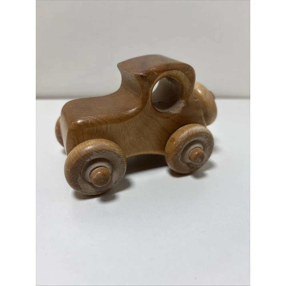 Small Vintage Toy Car Wooden Stained Wood Classic Car